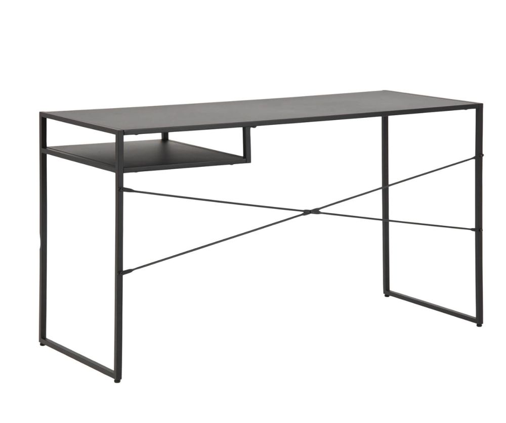 Newcastle Matt Black Open Shelf Office Desk 