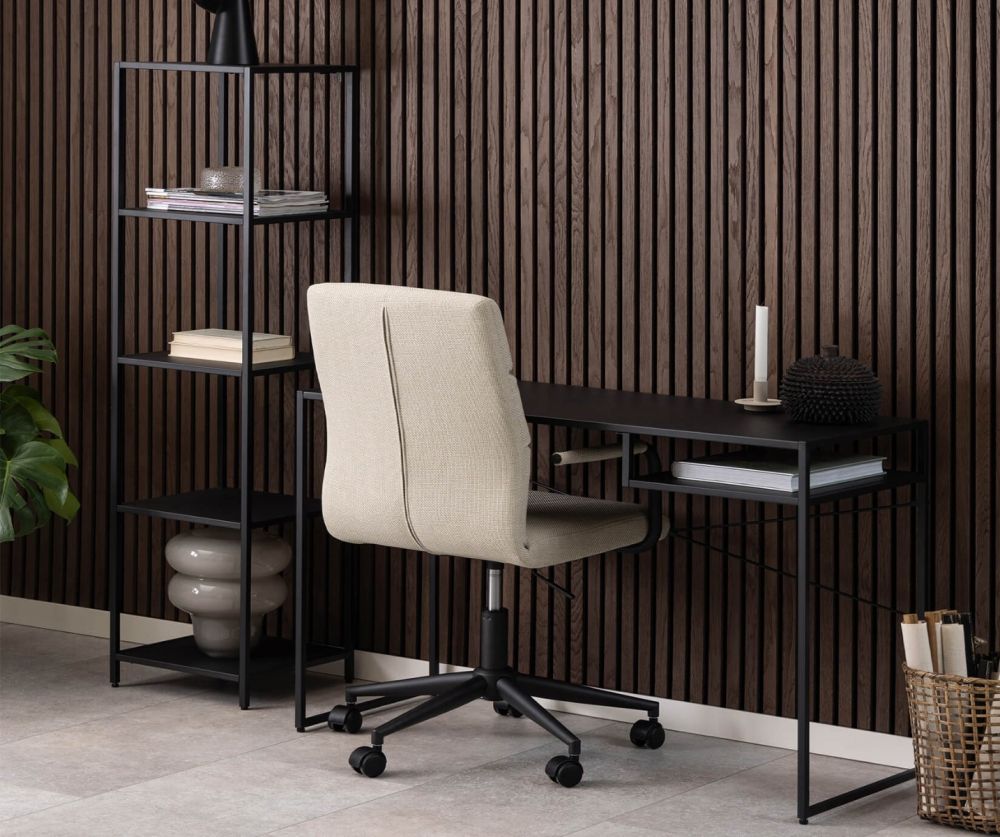 Newcastle Matt Black Open Shelf Office Desk 