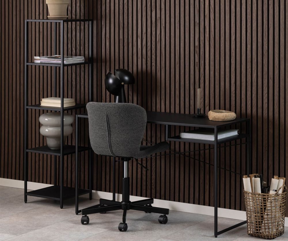 Newcastle Matt Black Open Shelf Office Desk 