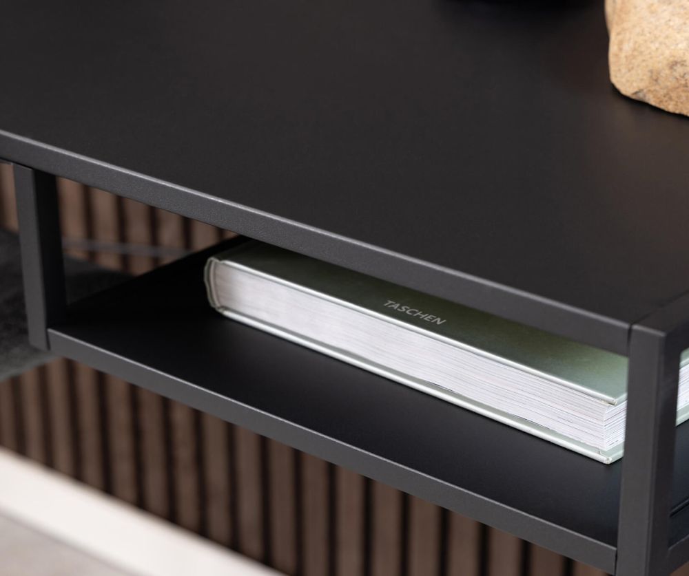 Newcastle Matt Black Open Shelf Office Desk 