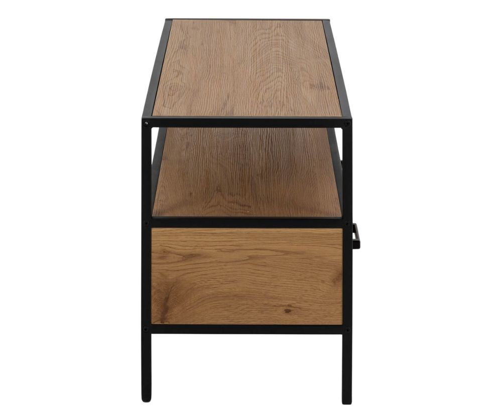 Seaford Black and Oak TV Unit 2 Drawers 