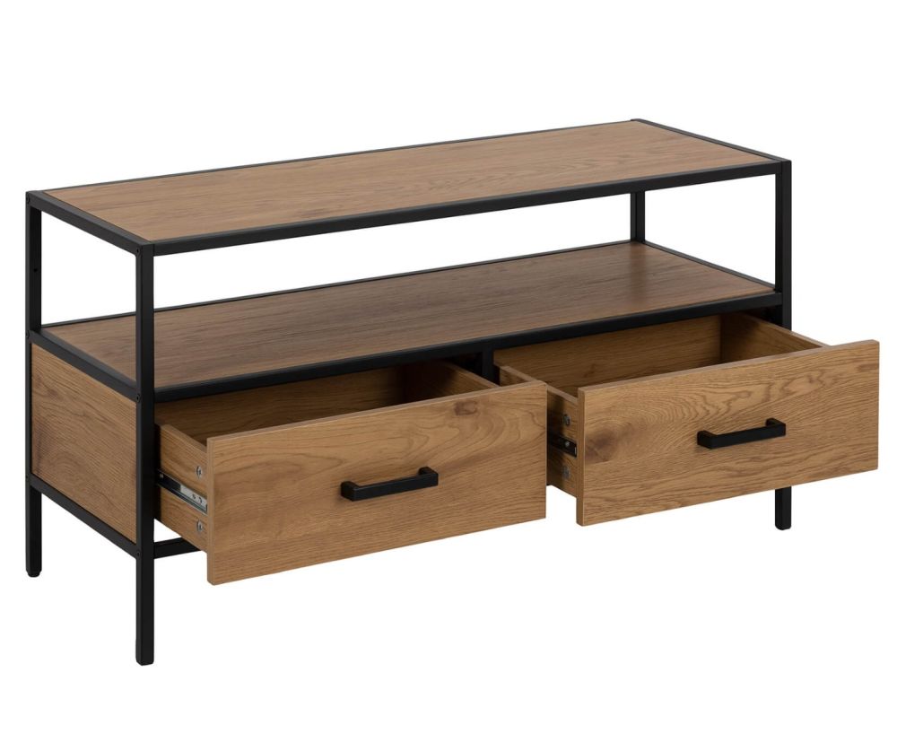 Seaford Black and Oak TV Unit 2 Drawers 