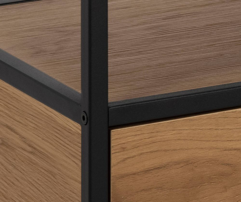 Seaford Black and Oak TV Unit 2 Drawers 