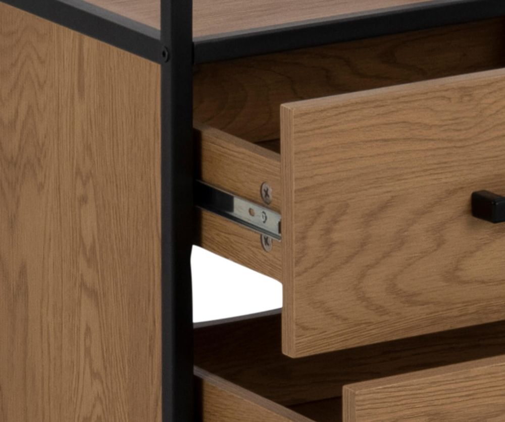 Seaford Black and Oak Bookcase with 2 Drawers and 3 Shelves 