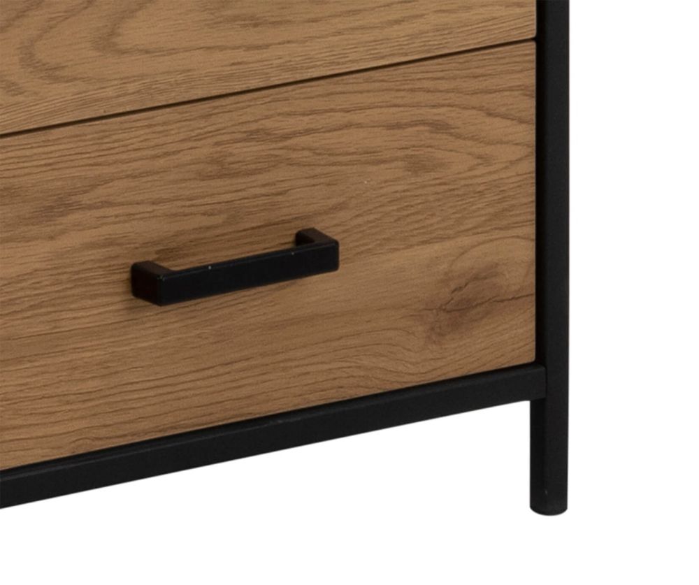 Seaford Black and Oak Bookcase with 2 Drawers and 3 Shelves 