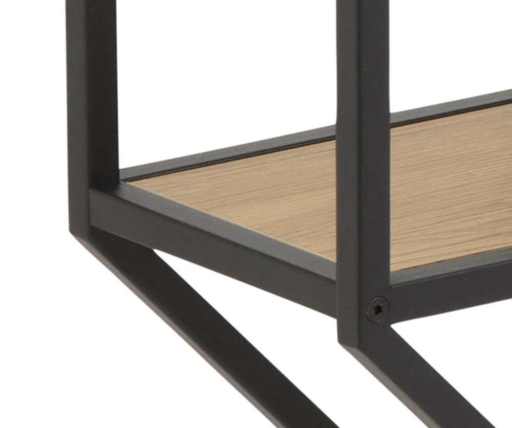 Seaford Black and Oak Octagonal Metal Wall Shelf