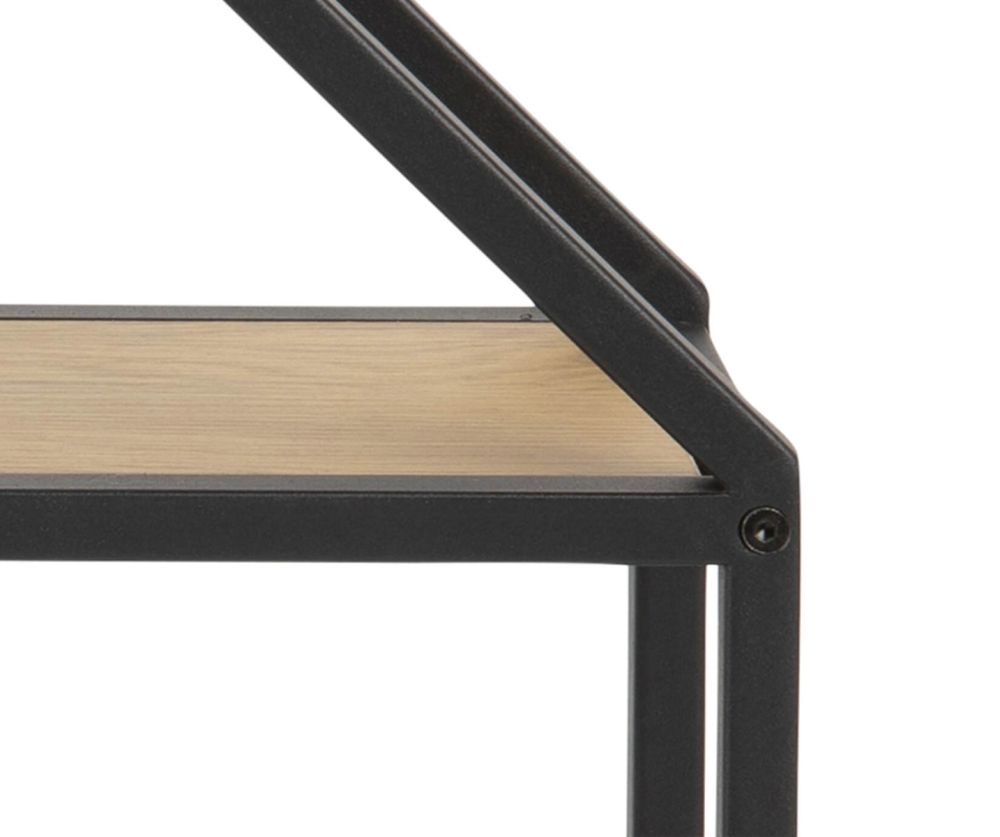 Seaford Black and Oak Octagonal Metal Wall Shelf