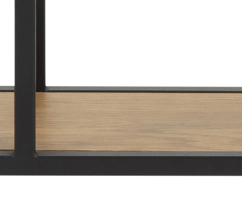Seaford Black and Oak Octagonal Metal Wall Shelf