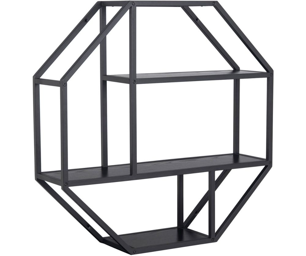 Seaford Octagonal Metal Wall Shelf in Black