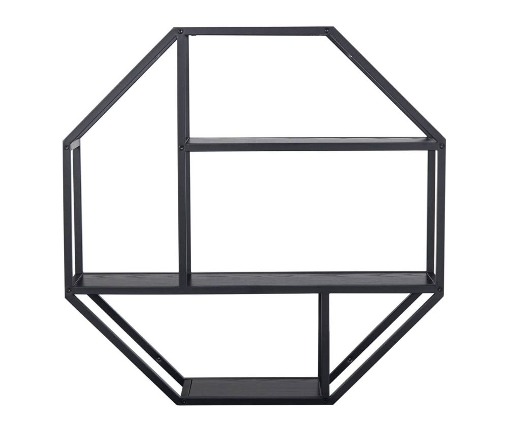 Seaford Octagonal Metal Wall Shelf in Black