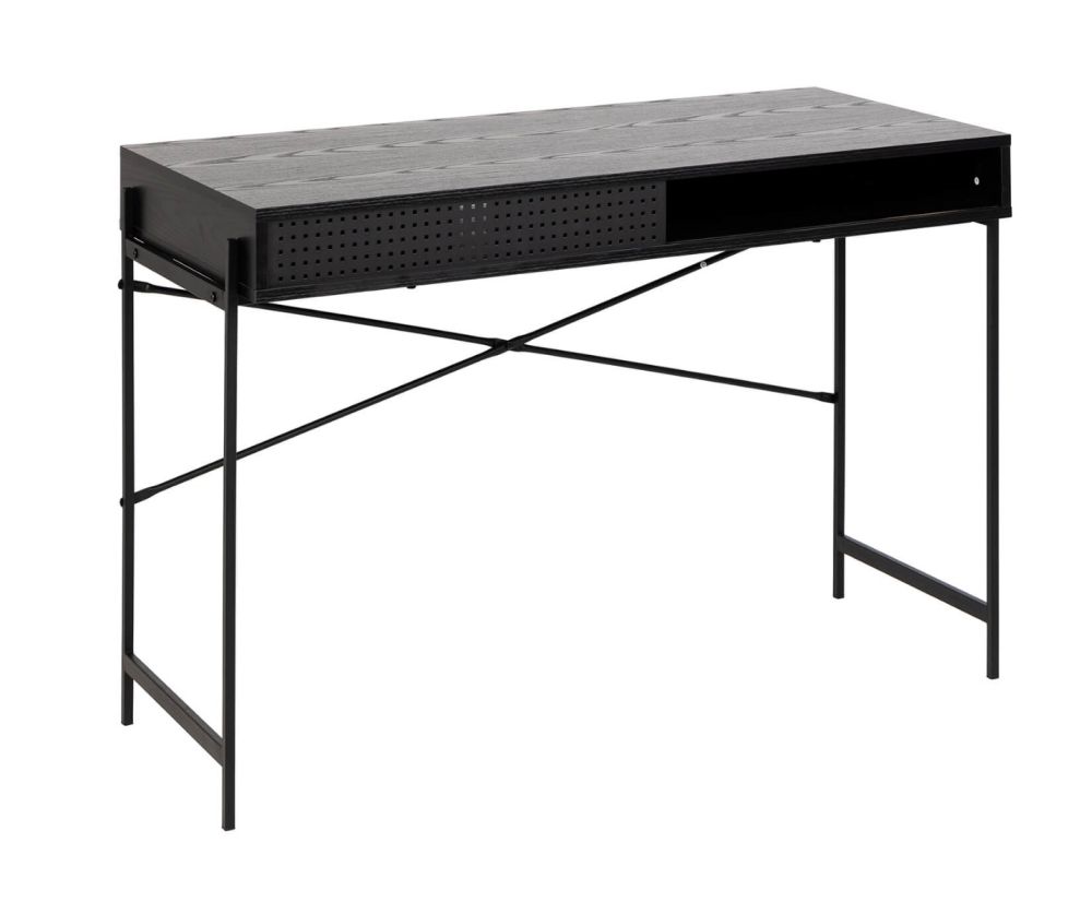 Angus Black Sliding Door Office Desk 