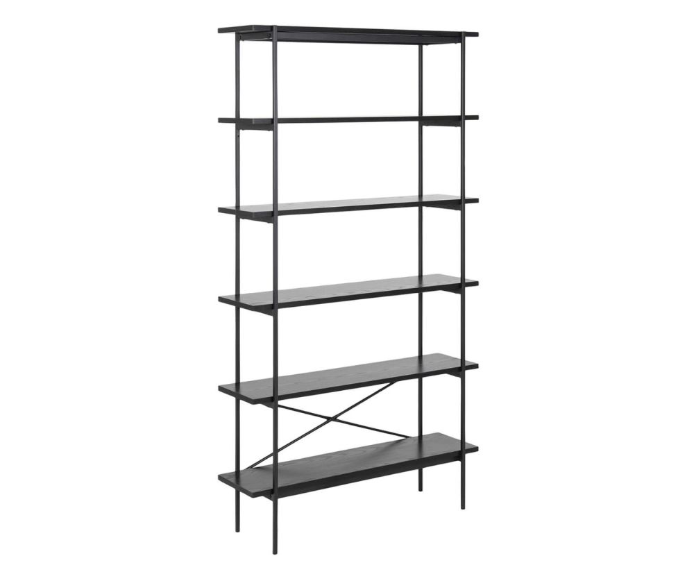 Angus Black 5 Shelves Bookcase 