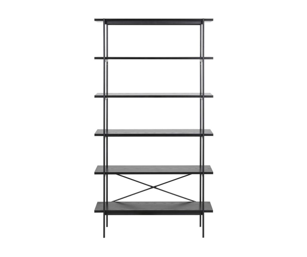 Angus Black 5 Shelves Bookcase 