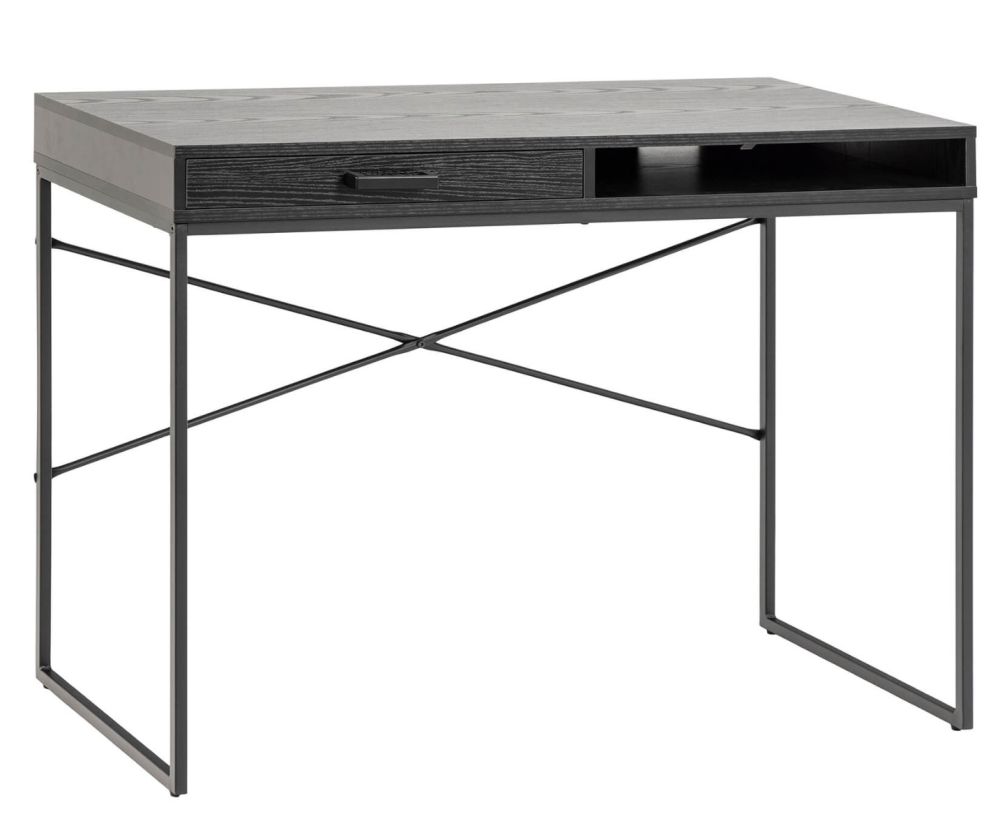 Seaford Ash Black 1 Drawer Office Desk 