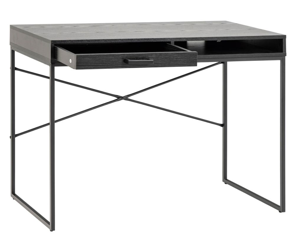Seaford Ash Black 1 Drawer Office Desk 