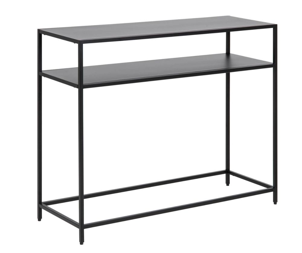 Newcastle Matt Black Console Table with Open Shelf 