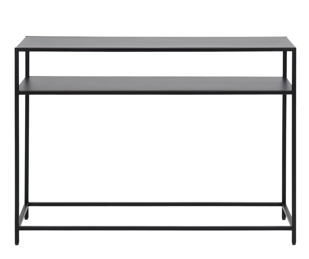 Newcastle Matt Black Console Table with Open Shelf 