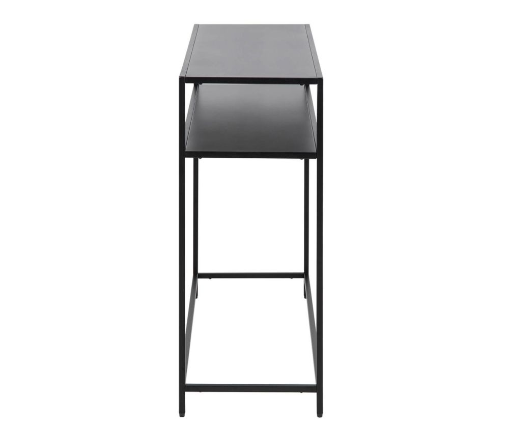 Newcastle Matt Black Console Table with Open Shelf 