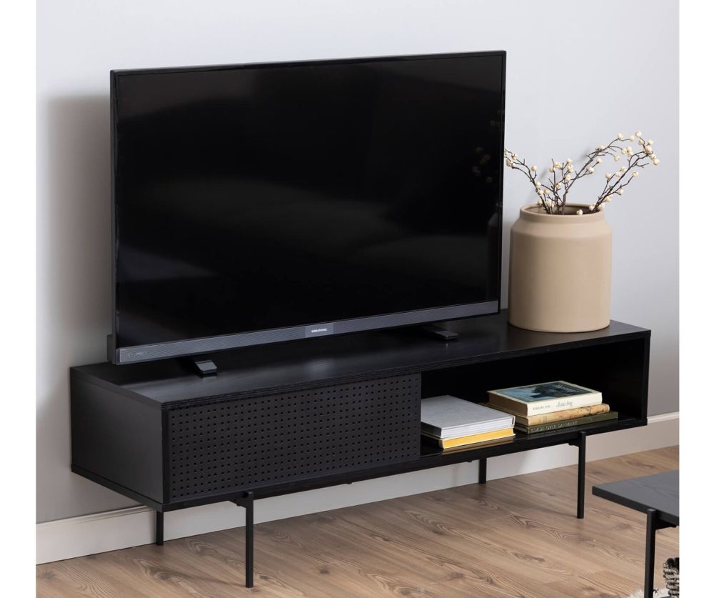 Angus Black 1 Sliding Door TV Unit 