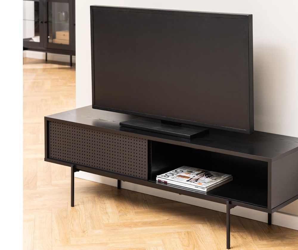 Angus Black 1 Sliding Door TV Unit 