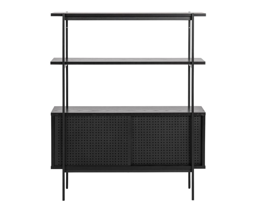 Angus Black 2 Sliding Doors Small Bookcase 