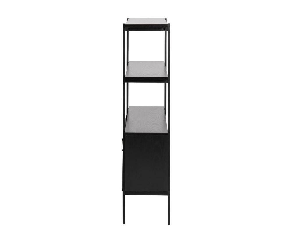 Angus Black 2 Sliding Doors Small Bookcase 