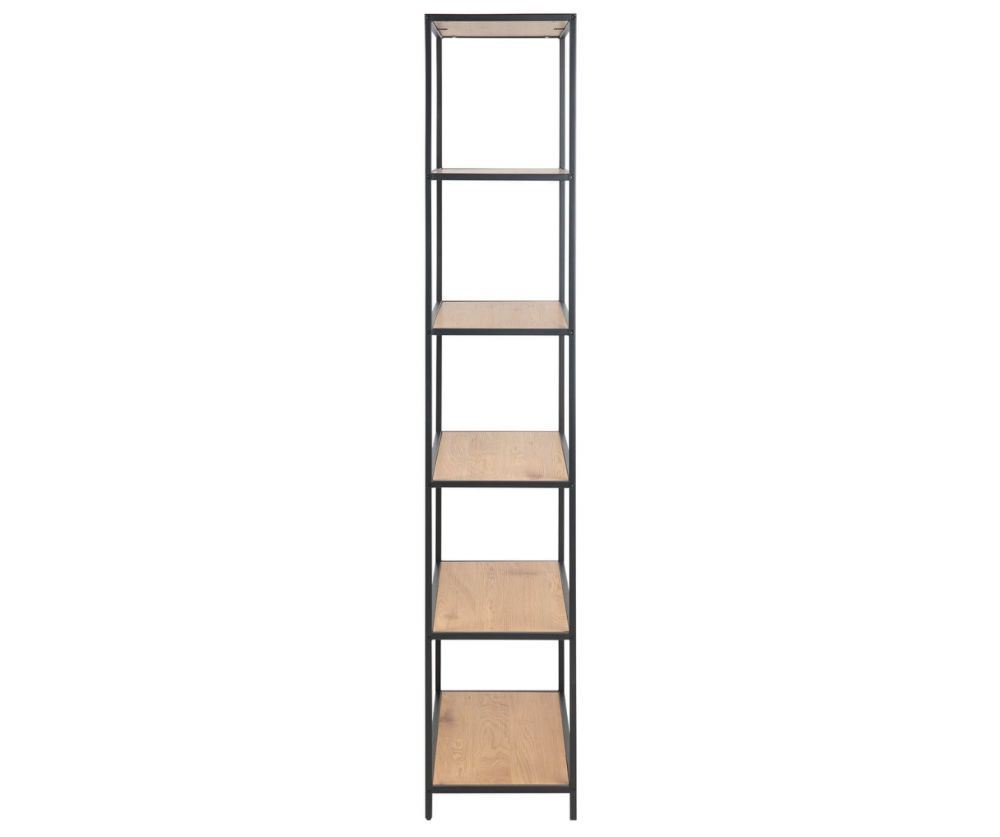 Seaford Oak Tall Black Metal Bookcase with 5 Shelves 
