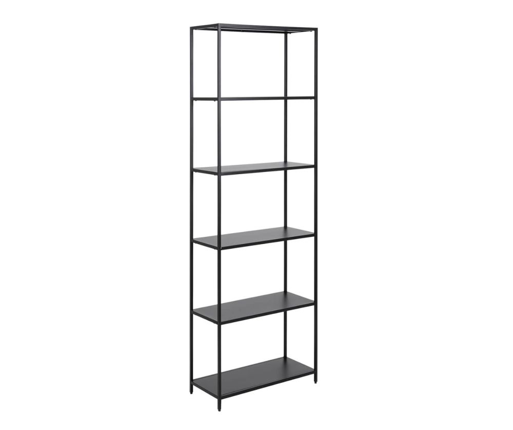 Newcastle Matt Black 5 Shelves Tall Bookcase 
