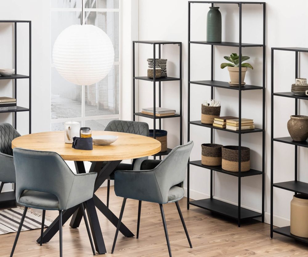 Newcastle Matt Black 5 Shelves Tall Bookcase 