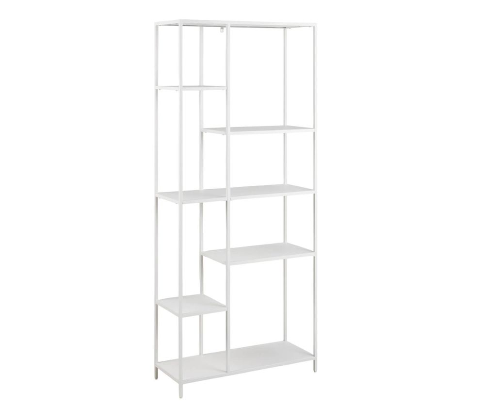 Newcastle White 6 Shelves Asymmetrical Bookcase 