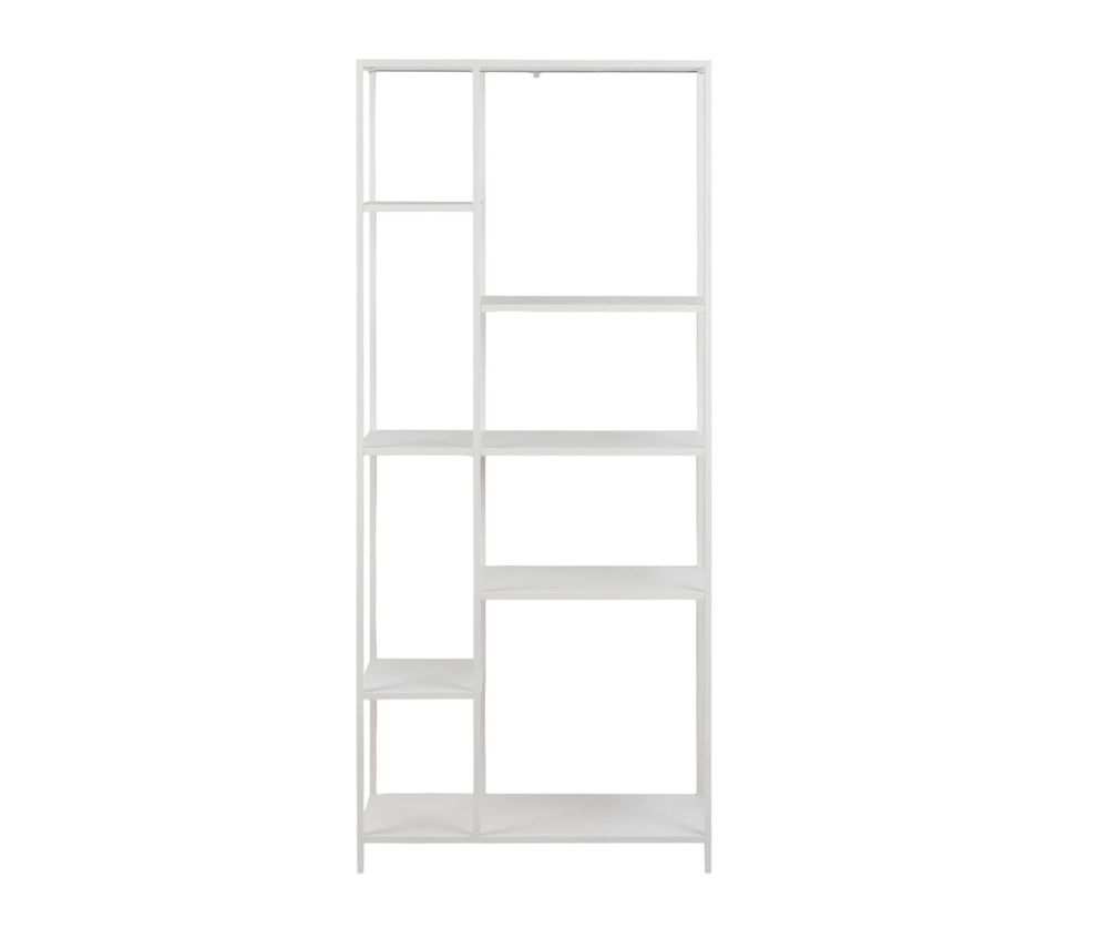 Newcastle White 6 Shelves Asymmetrical Bookcase 