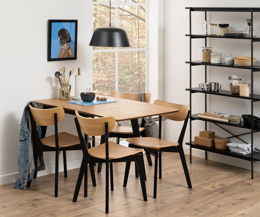 Roxby Oak And Black Extending Dining Table 