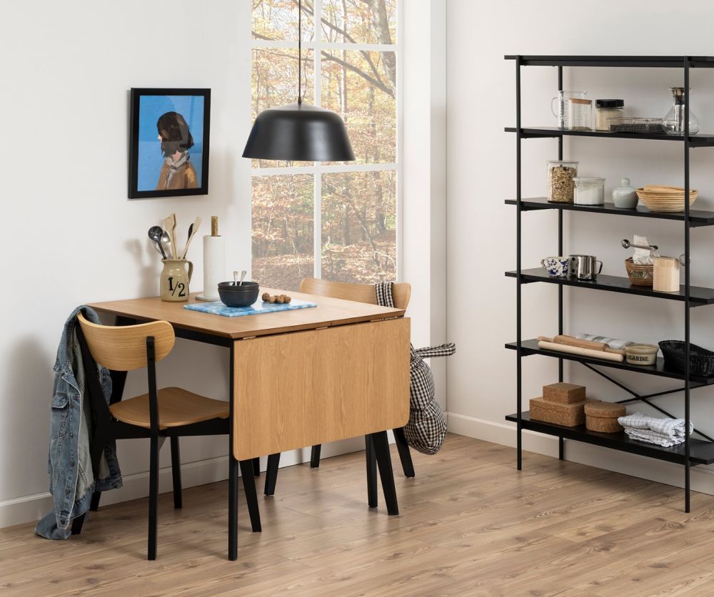 Roxby Oak And Black Extending Dining Table 