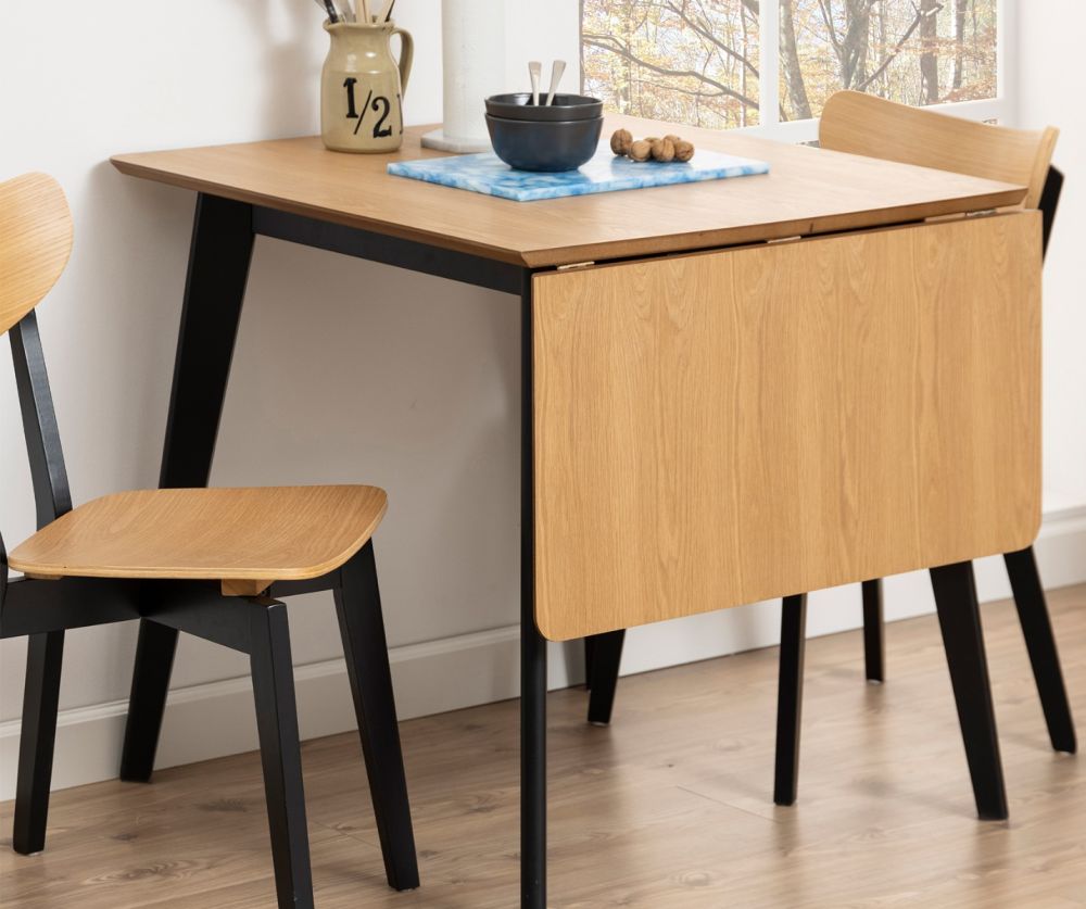 Roxby Oak And Black Extending Dining Table 