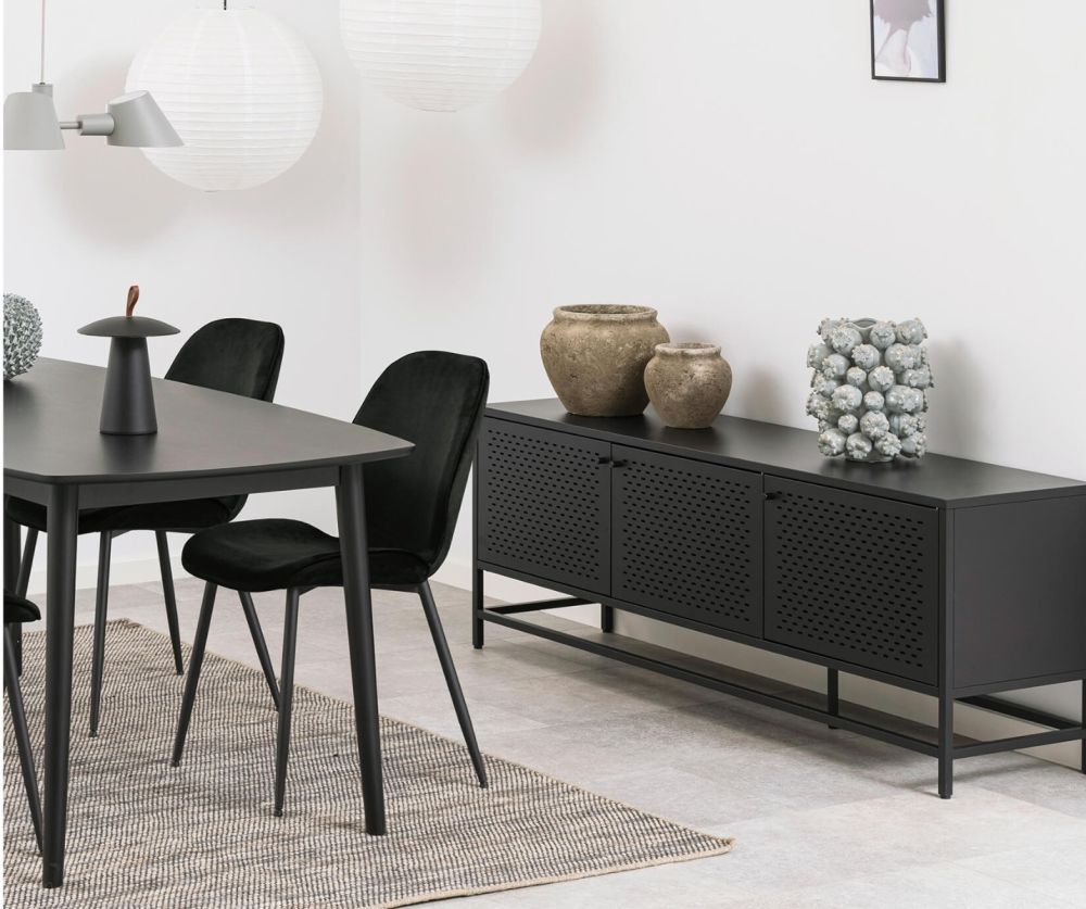 Newcastle Matt Black 3 Door Sideboard 