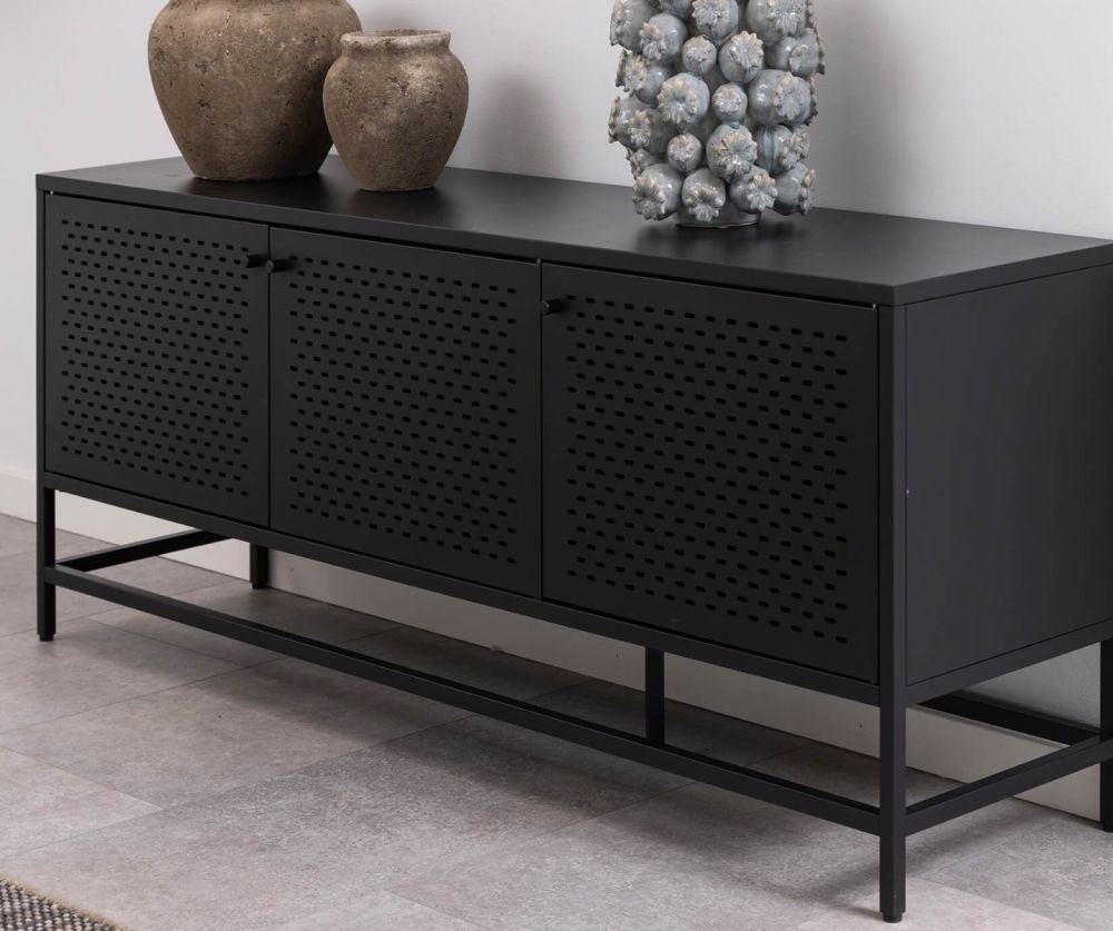 Newcastle Matt Black 3 Door Sideboard 