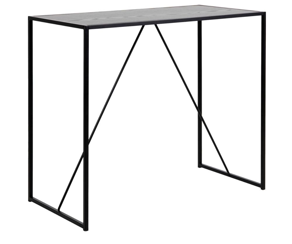 Seaford Black Metal Bar Table with Black Ash Top 