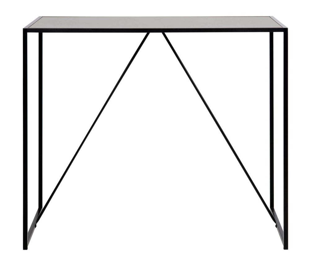 Seaford Black Metal Bar Table with Black Ash Top 