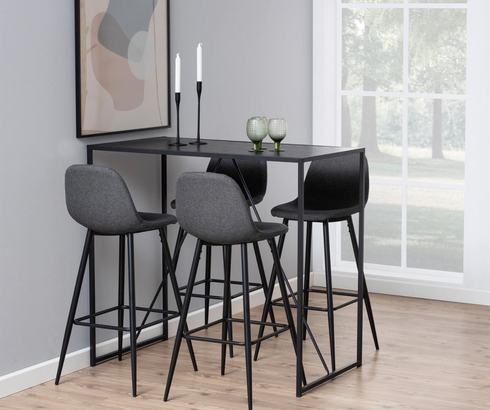 Seaford Black Metal Bar Table with Black Ash Top 