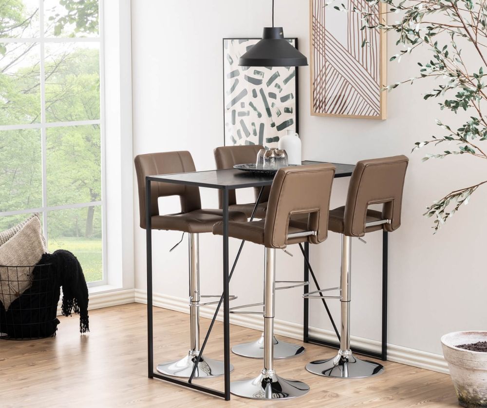 Seaford Black Metal Bar Table with Black Ash Top 