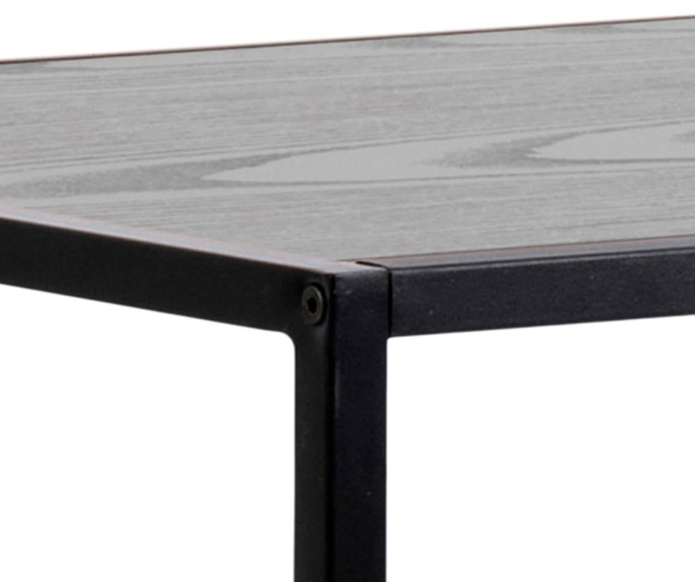 Seaford Black Metal Bar Table with Black Ash Top 