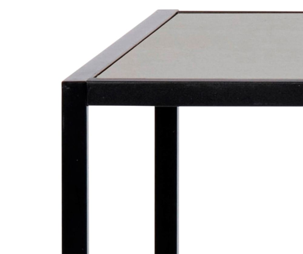 Seaford Black Metal Bar Table with Black Ash Top 