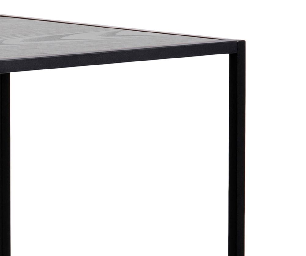 Seaford Black Metal Bar Table with Black Ash Top 