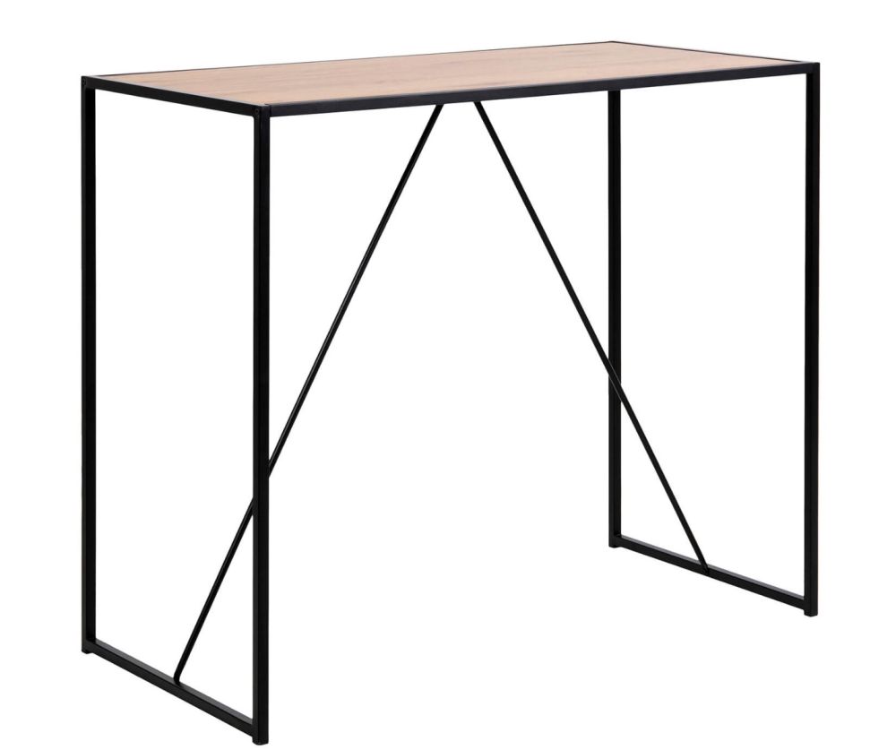 Seaford Black Metal Bar Table with Oak Top