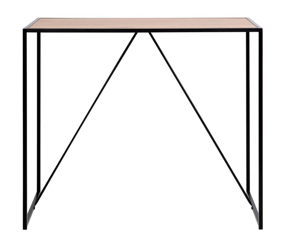 Seaford Black Metal Bar Table with Oak Top