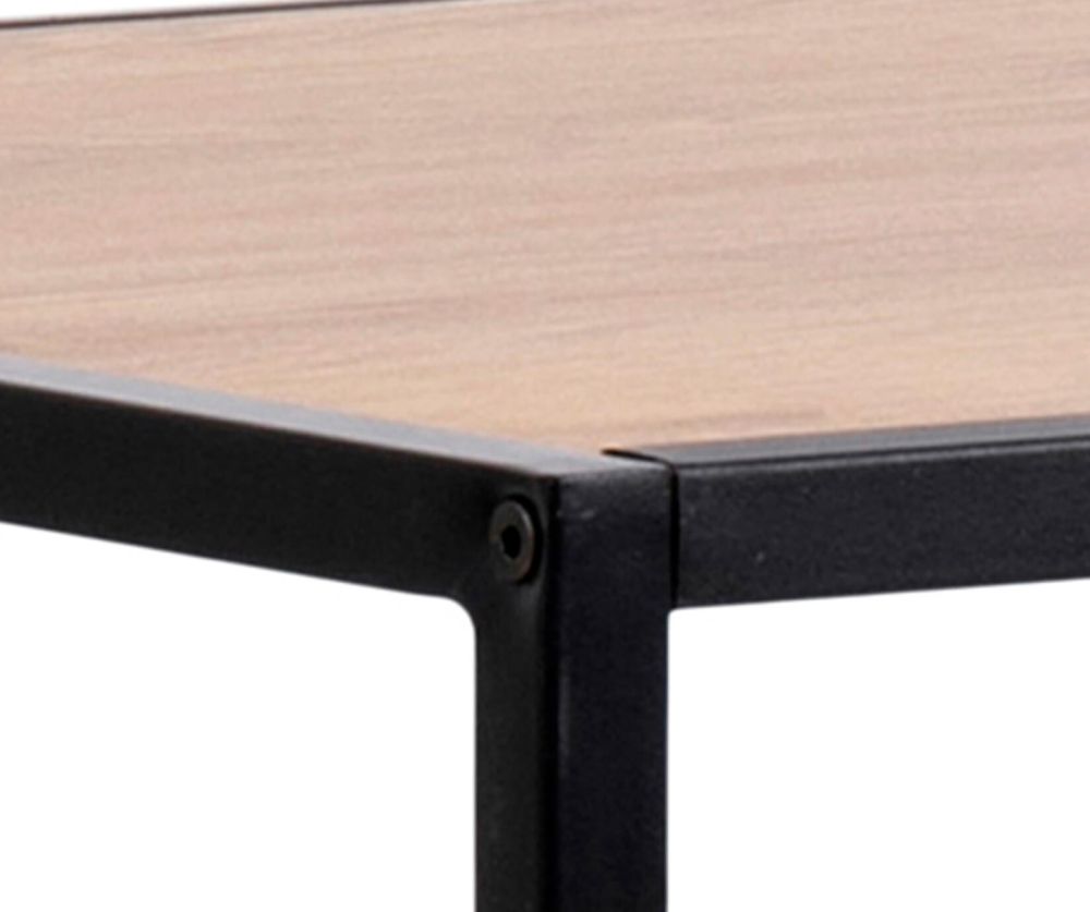 Seaford Black Metal Bar Table with Oak Top
