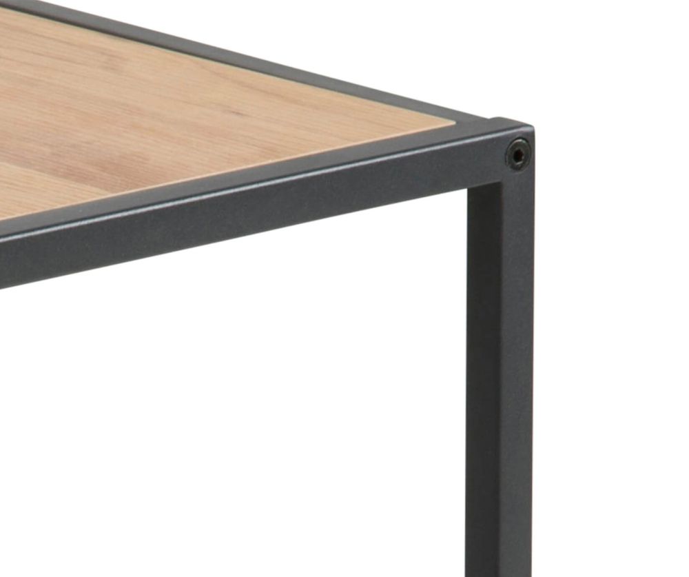 Seaford Black Metal Nest of Tables with Oak Top