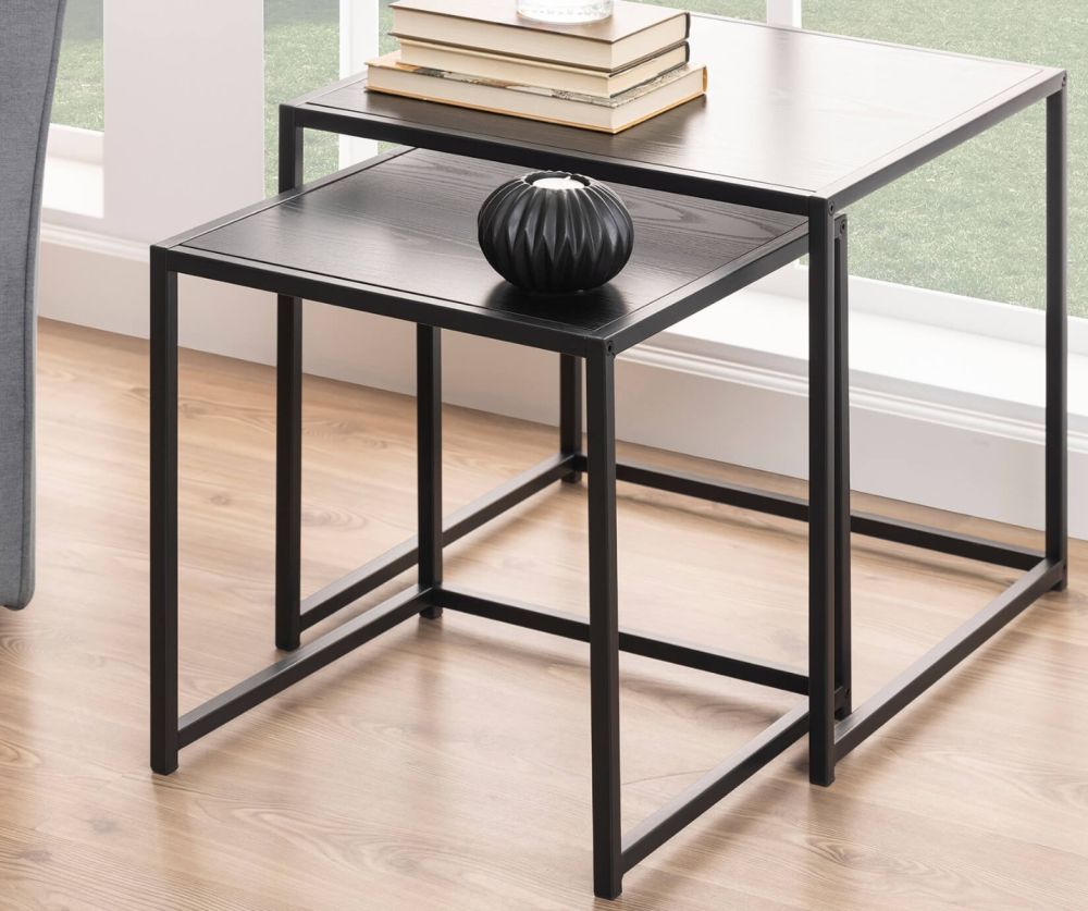 Seaford Ash Black Nest of Tables 