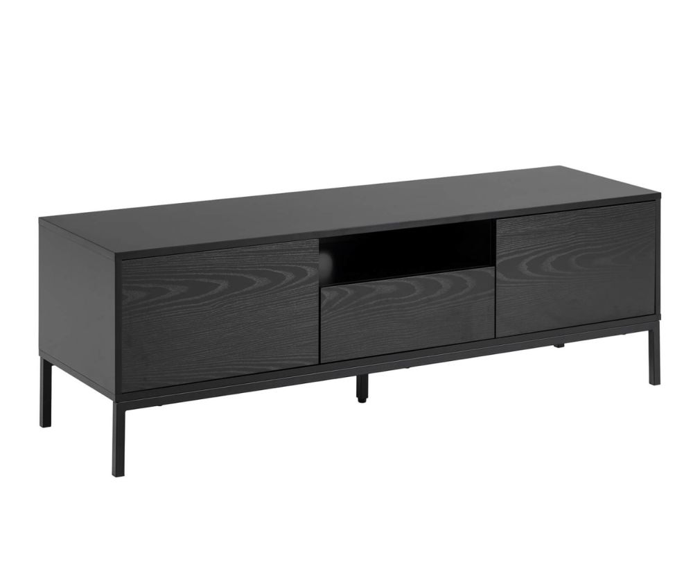 Seaford Ash Black 2 Door and 1 Drawer TV Unit 