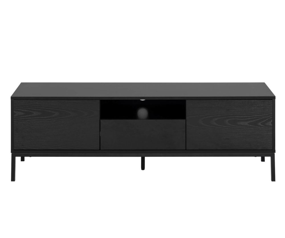 Seaford Ash Black 2 Door and 1 Drawer TV Unit 